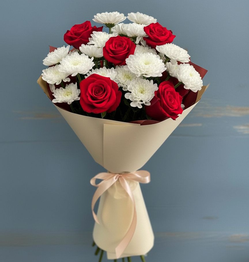 Букет цветов из: Розы и Хризантемы в Перелюбе