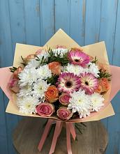 Букет цветов из:  Розы, Герберы и Хризантемы #REPLACE_PRED# Перелюбе