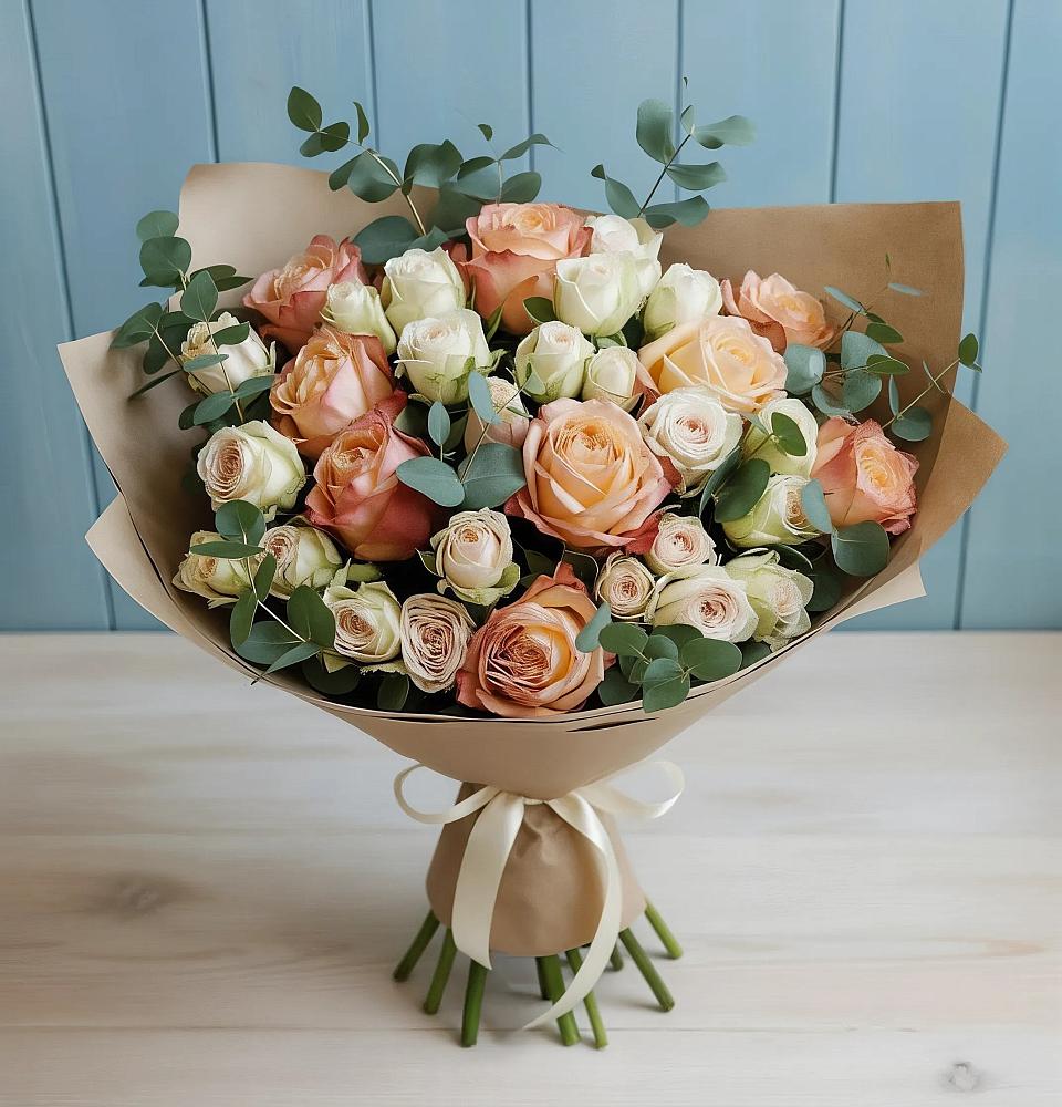 Букет цветов из: Альстромерии и Розы в Перелюбе