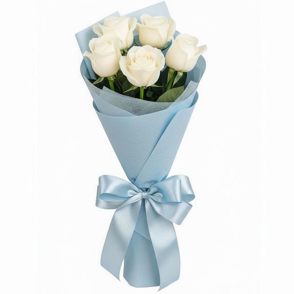 Букет 5 Белых роз Проуд в Перелюбе