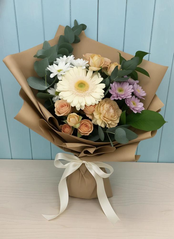 Букет цветов из: Герберы и Хризантемы в Перелюбе