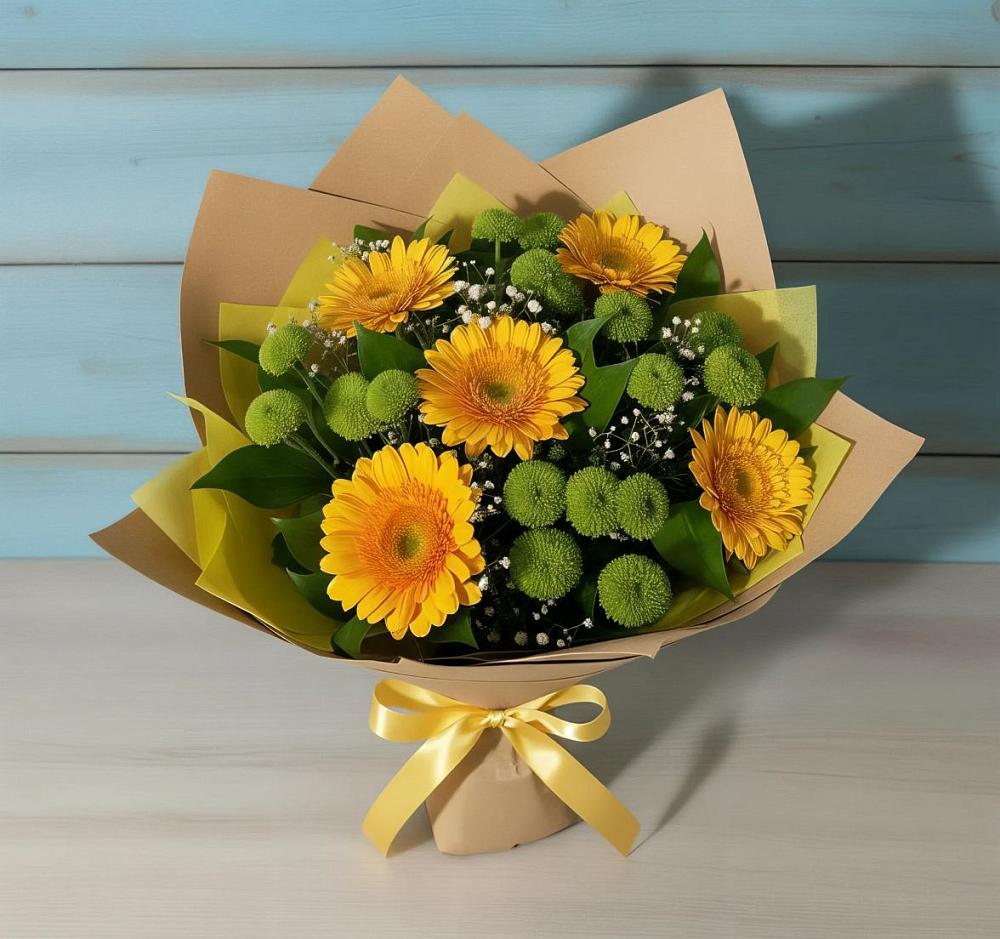 Букет цветов из: Герберы и Хризантемы в Перелюбе