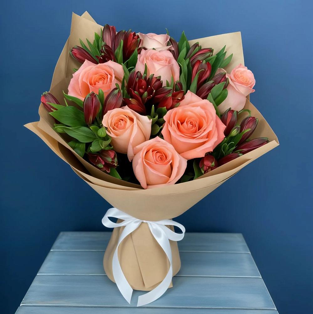 Букет цветов из: Розы и Альстромерии в Перелюбе