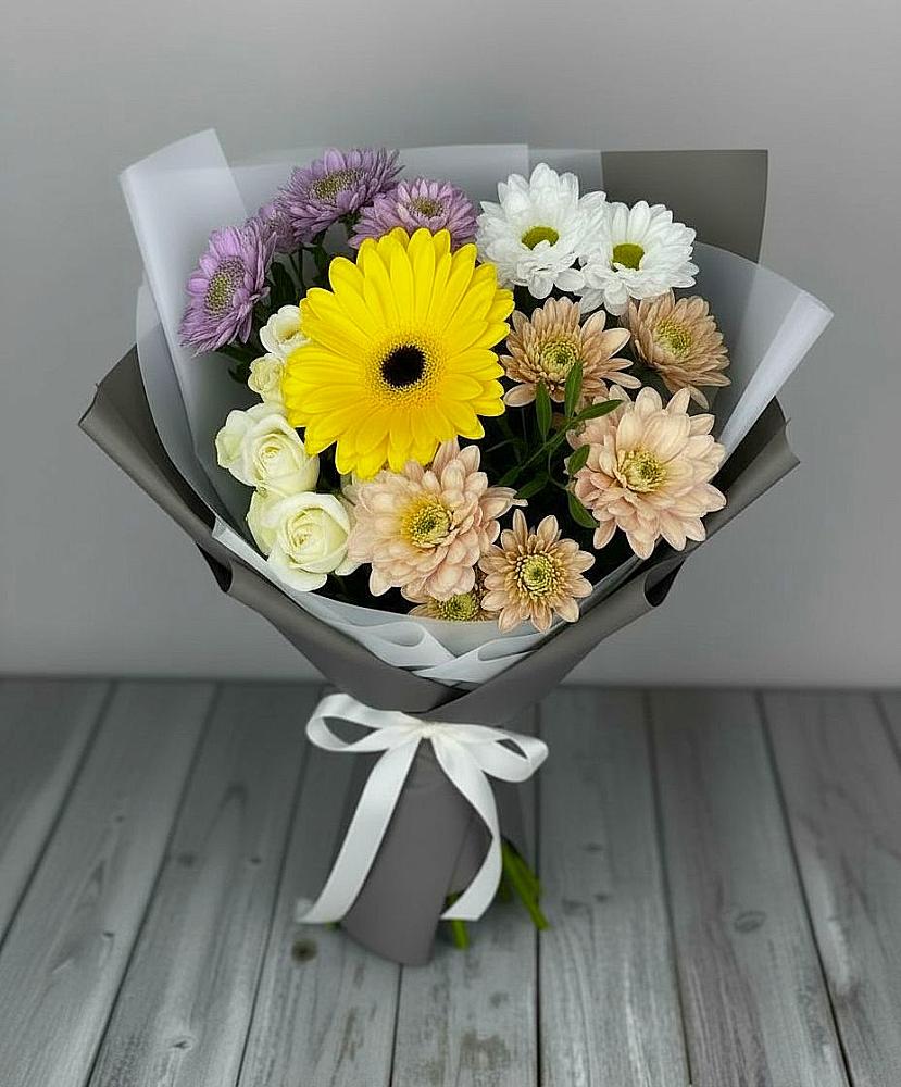 Букет цветов из: Розы, Герберы и Хризантемы в Перелюбе