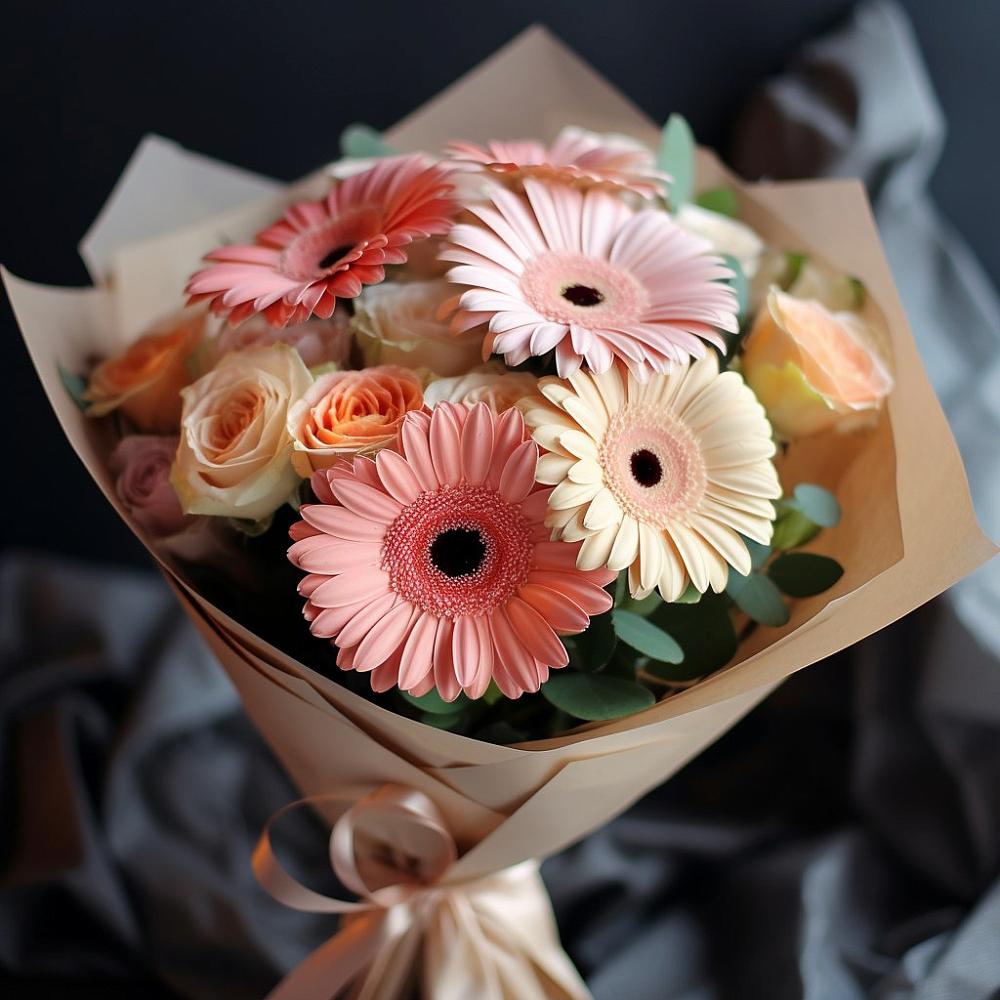 Букет цветов из: Герберы и Розы в Перелюбе