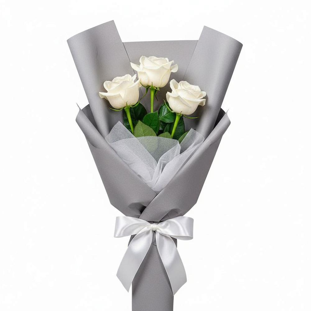 Букет 3 белые розы в Перелюбе
