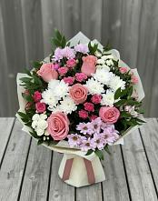 Букет цветов из:  Альстромерии, Гвоздики, Розы и Хризантемы #REPLACE_PRED# Перелюбе