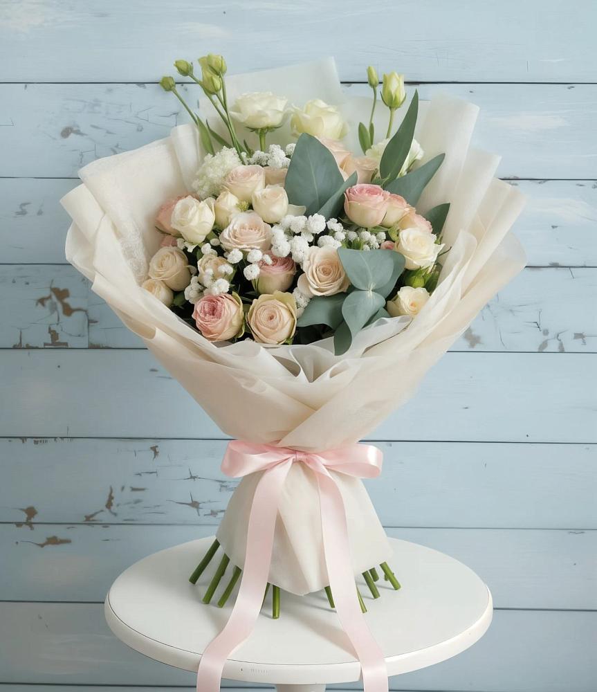 Букет цветов из: Розы и Лизиантусы в Перелюбе