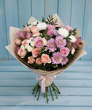 Букет цветов из:  Хризантемы, Розы и Альстромерии в Перелюбе