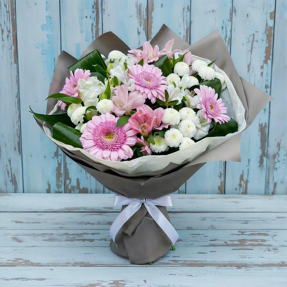 Букет цветов из: Герберы, Альстромерии и Хризантемы в Перелюбе