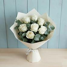 Букет Белые розы в Эвкалипте #REPLACE_PRED# Перелюбе