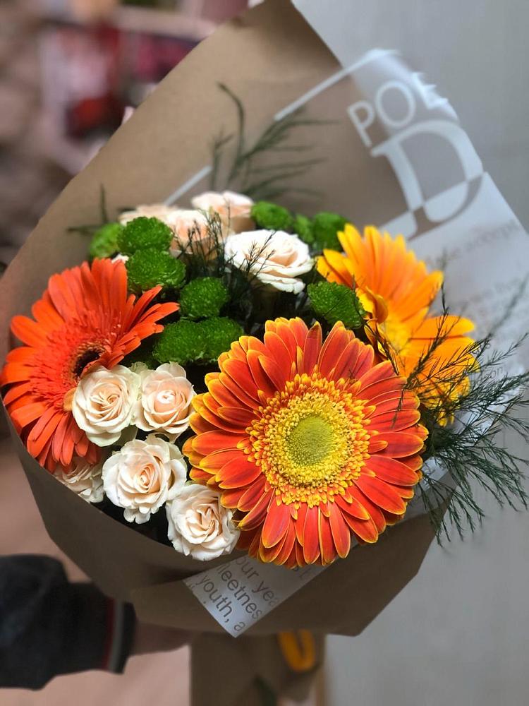 Букет цветов из: Герберы, Хризантемы и Розы в Перелюбе