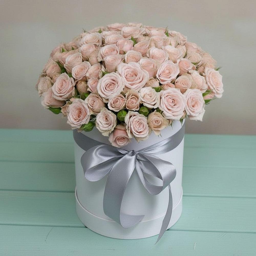 Цветочная композиция из Розы в шляпной коробке в Перелюбе